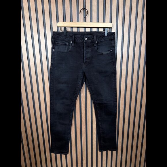 G-Star Raw Jeans 32 Mens Black 3301 Slim Fit 5 Pocket Denim Stretch Button Fly - Picture 2 of 6
